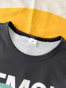 Playful Pals 女童休闲针织套装，柠檬印花短袖上衣搭配格子裤，两件套，适合春夏穿着，居家、外出、聚会等场合。 - 彩色 - 查看 8