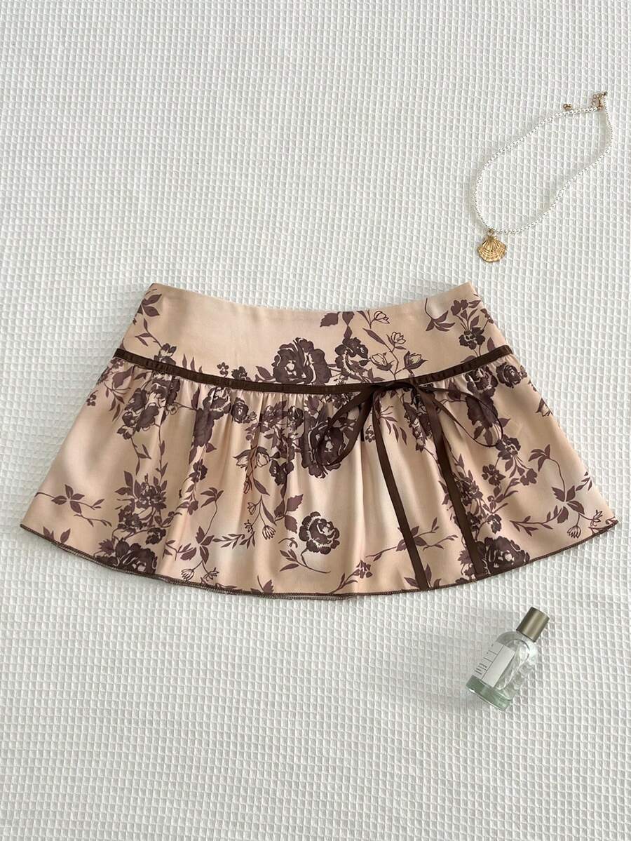 Sweetra Sweetro 女士波西米亚碎花迷你裙 - 棕色 - 查看 1