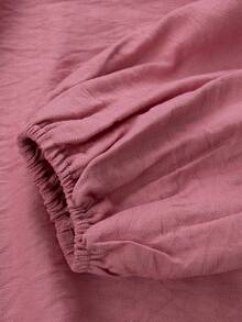 EMERY ROSE Women's Solid V-Neck Casual Versatile Daily Wear Long Sleeve Shirt - Pink - View 4