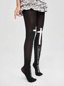 ROMWE Anime 女士紧身裤 - 深黑色 - 查看 6