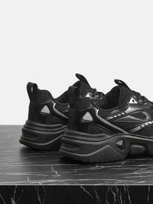 Vate 女士银色厚底厚底运动鞋，舒适透气 - 黑色 - 查看 4