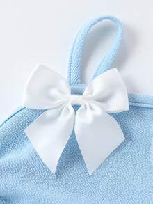 Elladie kids Toddler Girls Princess Dress, Blue Lace Ruffle Formal Gown With Bows For Birthday Wedding Flower Girl Pageant Photo Shoot Holiday Party - Blue - View 6