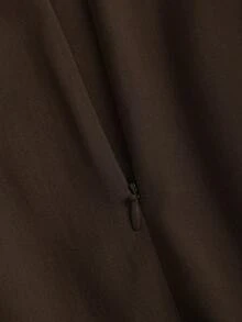 Easura Plus Size Elegant High-End Fashion Commuter Draping Metal Buckle Decor A-Line Skirt - Coffee Brown - View 4