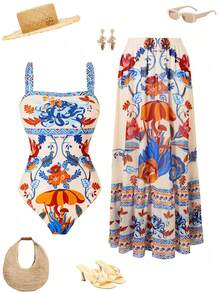 Swim Oasis Đầm maxi lưới kiểu Bohemian dành cho nữ, thích hợp cho bãi biển, khu nghỉ dưỡng, tiệc tùng vào mùa xuân/hè. - Nhiều màu - Xem 1