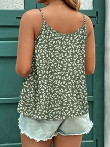 EMERY ROSE Casual Minimalist Elegant Plus Size Camisole Top, Suitable For Summer - Green - View 6