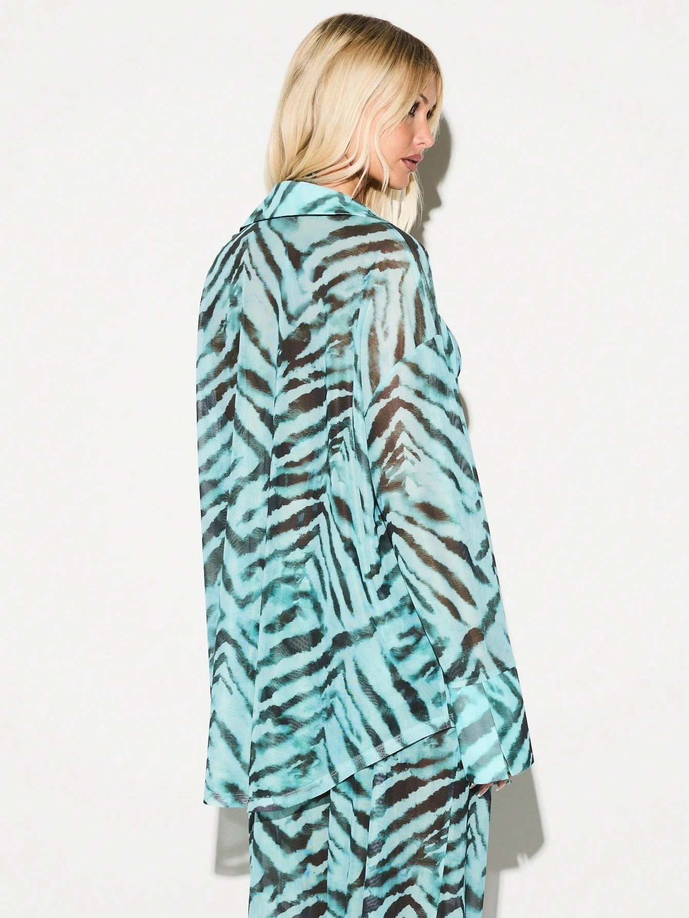 KIZN Zebra Print Mesh Beach Shirt