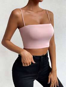 Chiquease 浅粉色露肩无袖基础款上衣，优雅百搭，适合舞会、街头、生日等场合，闪亮亮片，适合演唱会、夜店、约会等各种场合，休闲针织衫，Y2K风格，亮丽色彩，街头风上衣 - 淺粉色 - 查看 5