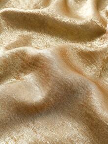 Franclia Vestido Elegante Feminino com Gola Cruzada Especial, Cintura Marcada e Franzido em Formato A - Dourado - Visão 6