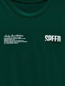 Open Phase 男士标语和赛车印花圆领宽松休闲短袖T恤 - 軍綠色 - 查看 4