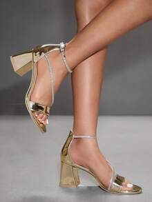 CUCCOO SZL Giày sandal cao gót thời trang nữ - Vàng - Xem 6