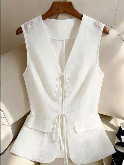 Franclia سترة صيفية بأسلوب فرنسي للنساء مع ربطة