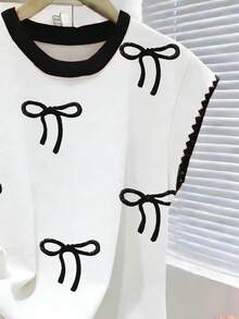 Resyla 女士蝴蝶结印花夏季T恤 - 彩色 - 查看 3