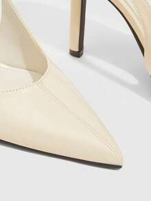 CUCCOO SZL Ladies Pointed Sexy PU Glossy High Heel Women's Shoes Thin Heel Commuter Avant-Garde Party With Light Apricot - Beige - View 5