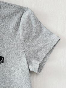 5 piezas Camiseta para niñas preadolescentes con diseño de manga corta y fruncido en la cintura, informal y versátil para deportes, primavera/verano - Multicolor - Ver 2