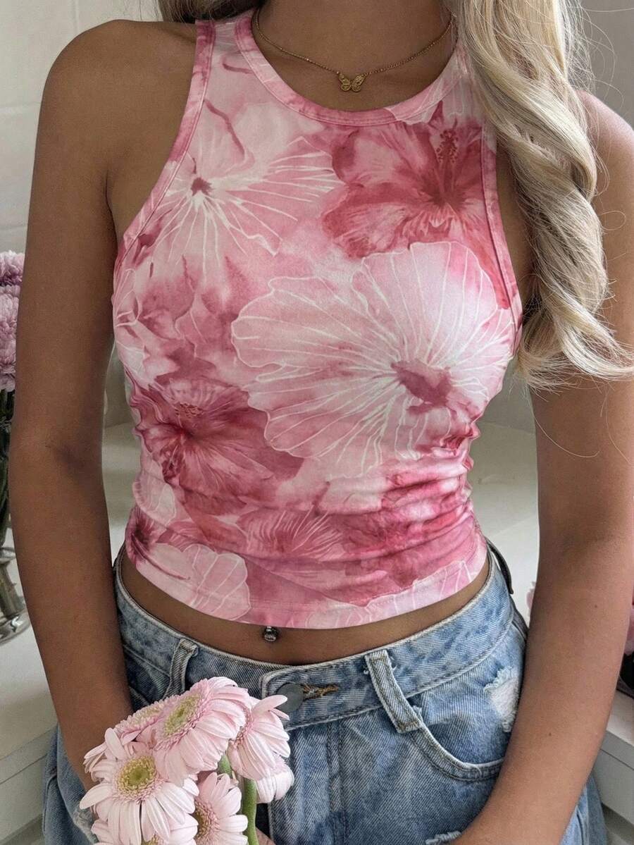 Mulvari Áo tank top nữ dáng ôm, cổ tròn, tối giản, thích hợp cho mùa hè.