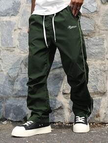 Manfinity Hypemode Men's Casual Drawstring Pants - Army Green - View 3