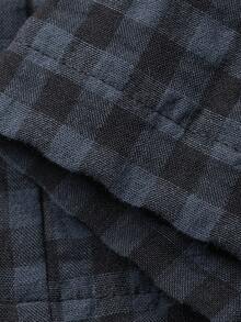 DAZY 3pcs Plaid Robe, Camisole & Pants Women Sleepwear Set - Navy Blue - View 9