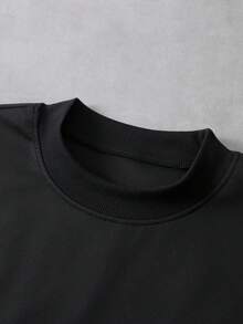 PAVTROS 男士休闲刺绣T恤和短裤套装 - 黑色 - 查看 5