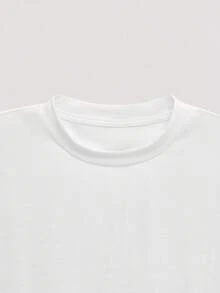 Open Phase 男士山地标语图案休闲宽松短款上衣 T 恤，适合夏季和朋友礼物 - 白色 - 查看 3