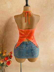 Soleia 女士3D立体花卉装饰荷叶边露背性感约会上衣 - 彩色 - 查看 2