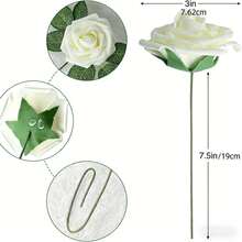 25 piezas de flores artificiales con tallos que parecen rosas de espuma real para ramos de boda DIY, centros de mesa de fiesta de novia, arreglos y decoraciones de mesas - flor rosa - Ver 6