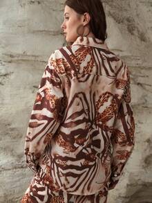 MOTF PREMIUM WOMEN'S PRINTED DENIM SHIRT, SPRING/SUMMER - Brown - View 6