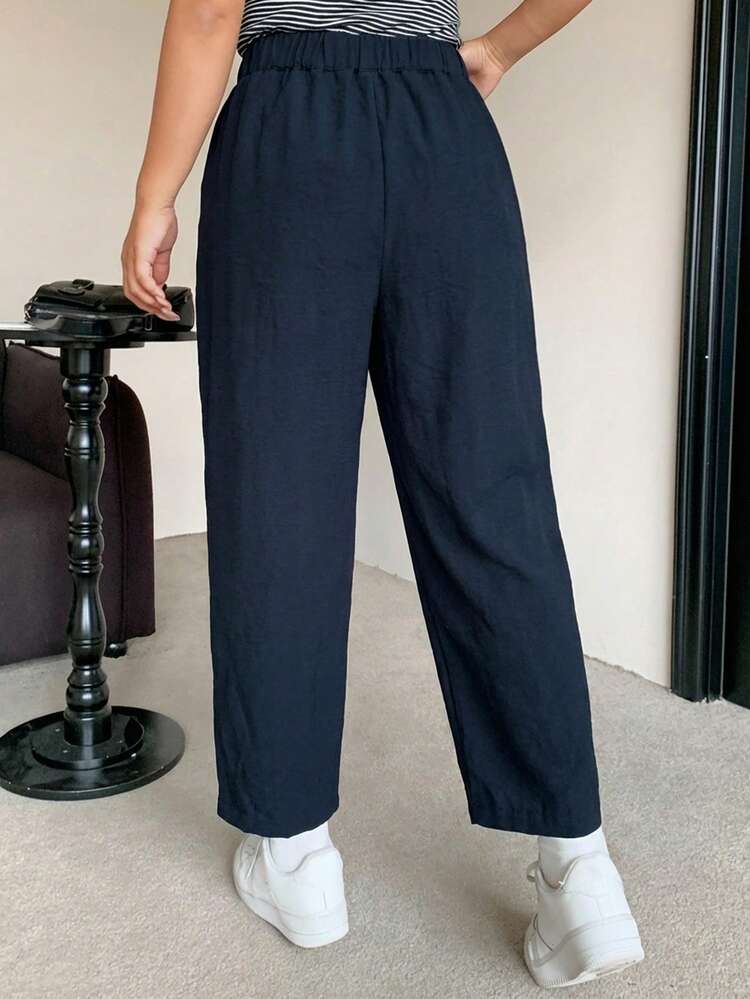 Dazy Plus Plus Size Women Elastic Waist Harem Casual Cropped Pants