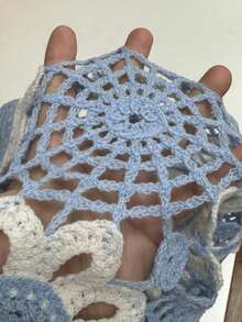 RONVEXI Áo polo nam dệt kim họa tiết hoa, thích hợp cho kỳ nghỉ hè, có cúc cài phía trước. - Màu xanh nhạt - Xem 7