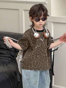 Dazy Kids 幼儿男童宽松休闲牛仔T恤，星形图案，夏季 - 棕色 - 查看 3