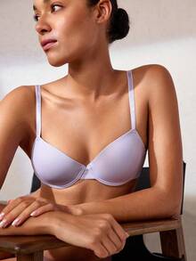 Veilyse 1pc Women Plain Color Wire-Rimmed Brafor Summerfor Summer - Mauve Purple - View 9