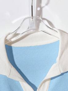 Franclia Áo polo cổ bẻ dệt kim kiểu Hàn Quốc mềm mại, thoải mái, đa năng cho nữ, thích hợp mặc đi làm, mùa hè mới. - Màu xanh nhạt - Xem 4