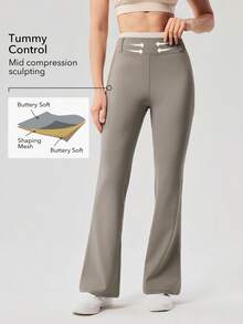 OutZeal 女士运动裤 日常休闲速干收腹喇叭裤脚 - Volcanic Gray - 查看 2