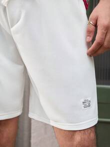 Open Phase 男士字母贴布抽绳腰短裤 - 白色 - 查看 5