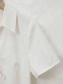 Franclia Camisa de mujer de manga corta con cuello de lazo y corbata, para verano - Blanco - Ver 6