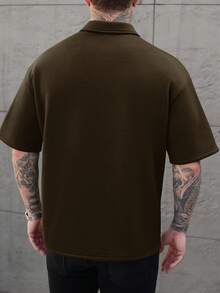 Manfinity CasualCool 男士拼接设计 Polo 衫，时尚百搭，适合日常穿着 - 棕色 - 查看 2