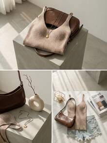 DAZY Women's Khaki Sleeveless V-Neck Fitted Knit Top - Grey - View 11