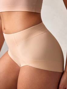 SHEIN Seamless High Waist Tummy Control Triangle Panties - Apricot - View 5