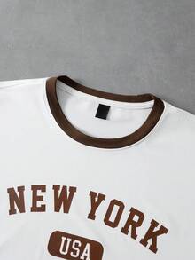 PAVTROS Men's Letter Print T-Shirt And Shorts Set - White - View 5