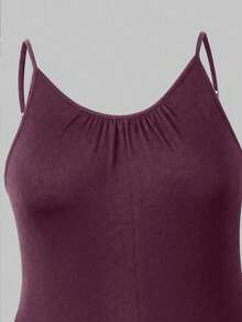 Maweii Jumpsuit Wanita Ukuran Besar Kasual untuk Perjalanan Sehari-hari, Warna Polos, dengan Kantong Miring - Red Violet - View 5