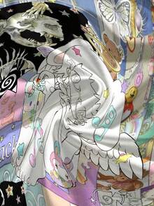ROMWE Anime Y2K复古卡通辣妹音乐节手绘可爱不对称露肩性感夏季音乐节女式上衣 - 彩色 - 查看 4