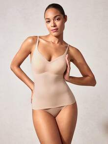 Veilyse Top de tirantes microfibra simple con estiramiento alto inconsútil - Albaricoque - Ver 8