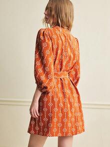 Écloséra 新款春夏七分袖收腰修身连衣裙 - 鮮紅色 - 查看 2