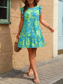 SHEIN Holidaya Plus Size Sleeveless A-Line Mini Dress - Green - View 6