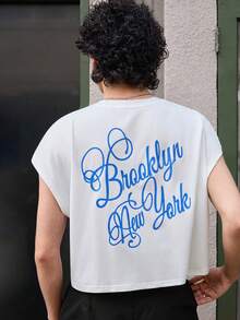 Open Phase Summer English Alphabet Print Short Men T-Shirt - White - View 3