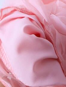 女童甜美公主风粉色吊带连衣裙，春夏无袖连衣裙，饰有3D玫瑰花，适合生日派对、聚会等场合 - 粉色 - 查看 8