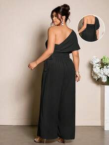 Cravure Bộ jumpsuit nữ cỡ lớn kiểu dáng thanh lịch, buộc eo và có dây, thích hợp cho các buổi đi chơi, đi làm và hẹn hò. - màu đen - Xem 2