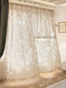 Cirelle 1pc French Romantic Floral & Butterfly Embroidered Sheer Curtains, Vintage Voile Window Panels For Living Room & Bedroom - multicolor - View 5