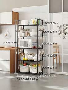 1 Giá đỡ lò vi sóng nhiều tầng bằng sắt có móc treo, tiết kiệm không gian, không cần lắp ráp, giá để đồ chịu lực cao, kệ đựng đồ nhà bếp. - Nhiều màu - Xem 4