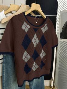 Franclia New Casual Loose Commuter Minimalist Design Women Knit Top, Spring/Autumn - Chocolate Brown - View 6