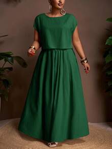 Veslaya 秋冬新品/女士秋季服装/万圣节/秋季/冬季女士服装/大码秋季服装/复活节/西部风/海滩风/波西米亚风/波西米亚风女装/女士节日服装/锐舞派对/复活节女装/老钱风女装/乡村音乐会服装/外出服装/仙女风/节日服装/机场 - 墨綠色 - 查看 5